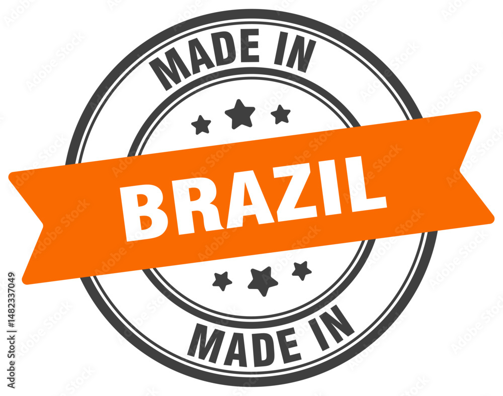 Fototapeta premium Made in Brazil round sign. Made in Brazil stamp.