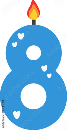 8 파티 숫자 초 드로잉 아이콘 세트(party number candle drawing icon set)