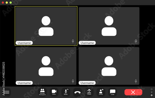 Four placeholders for participants during an online meeting