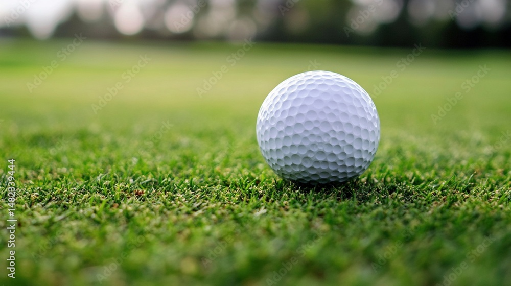 Fototapeta premium Golf ball resting on a manicured green