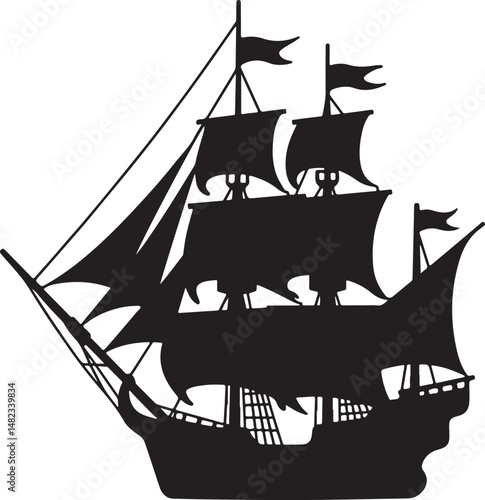 Sailing Ship on Ocean Waves Silhouette

Vintage Pirate Ship Vector Design

Modern Cargo Ship Silhouette Art

Navy Warship at Sea Silhouette Scene

Cruise Ship Under Sunset Vector