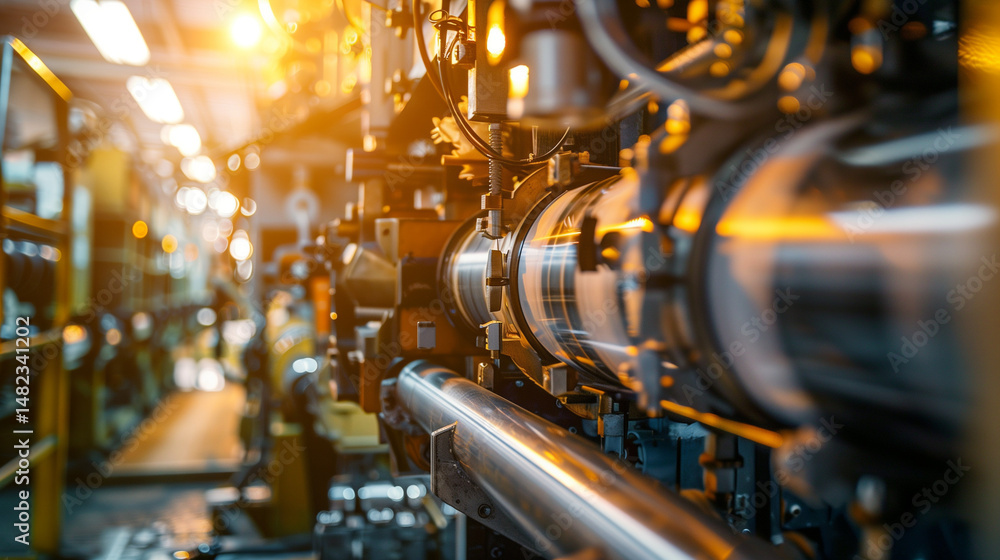 Industrial printing press in full operation, showcasing intricate machinery details. Precision and efficiency in modern manufacturing. Industrial printing press in full operation, showcasing intricate machinery details. Precision and efficiency in modern manufacturing.