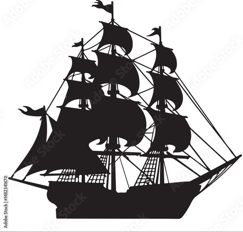 Sailing Ship on Ocean Waves Silhouette

Vintage Pirate Ship Vector Design

Modern Cargo Ship Silhouette Art

Navy Warship at Sea Silhouette Scene

Cruise Ship Under Sunset Vector