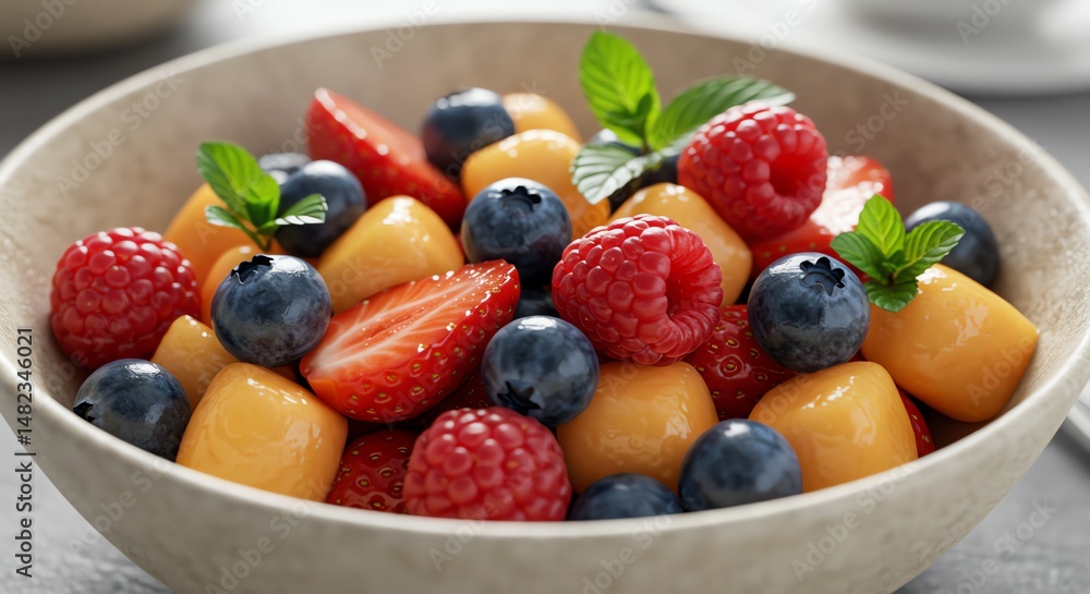 Obraz premium Colorful fruit salad in bowl