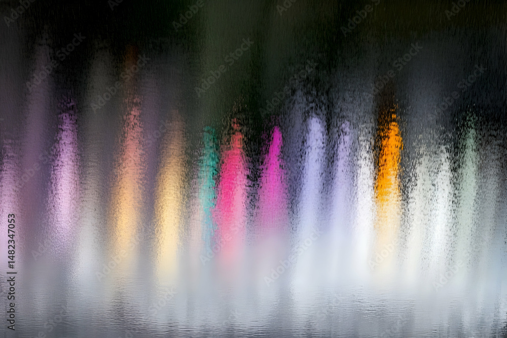 Fototapeta premium Colorful water jets in a fountain show