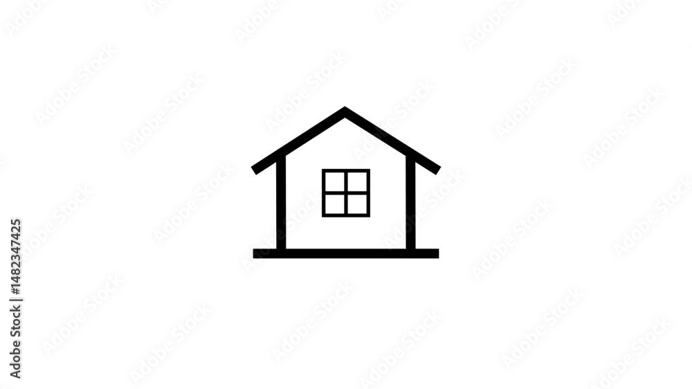 4K Animated House Icon Black Outline – Smooth Minimal Motion. 4K Animated House Icon Black Outline – Smooth Minimal Motion.