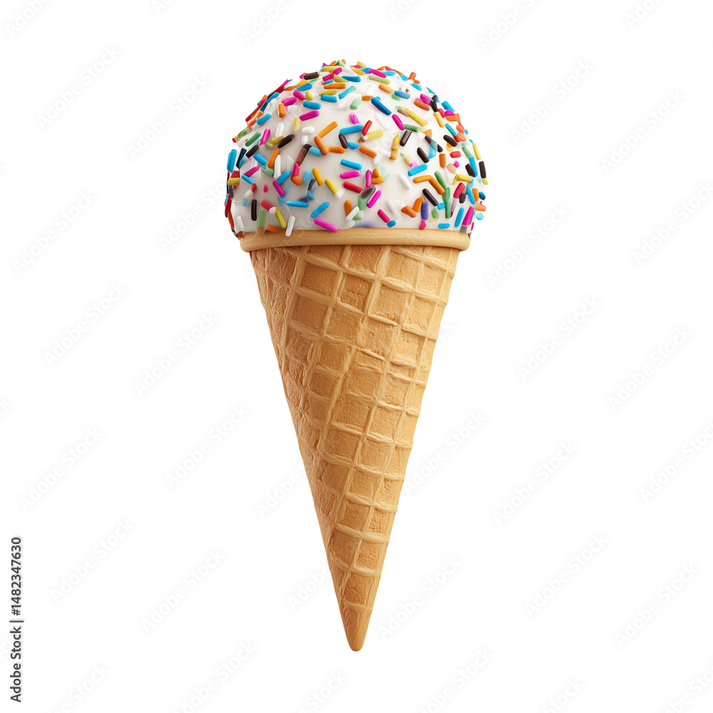 Vanilla ice cream cone with sprinkles