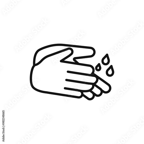 washing hands icon on white background. Editable stroke.