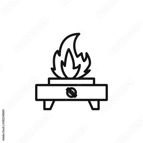 stove icon on white background. Editable stroke.