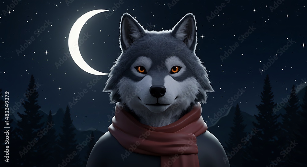 Fototapeta premium Whispers of the Wild: A 3D Wolf Portrait