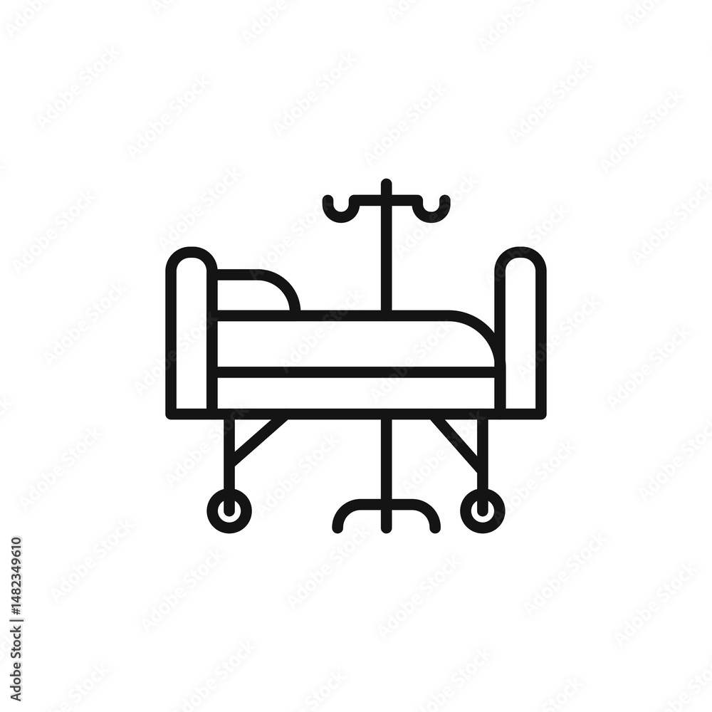 hospital bed icon on white background. Editable stroke. hospital bed icon on white background. Editable stroke.