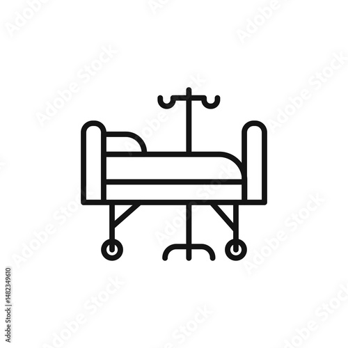 hospital bed icon on white background. Editable stroke.