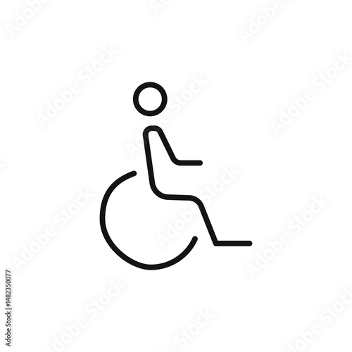 disabled man icon on white background. Editable stroke.