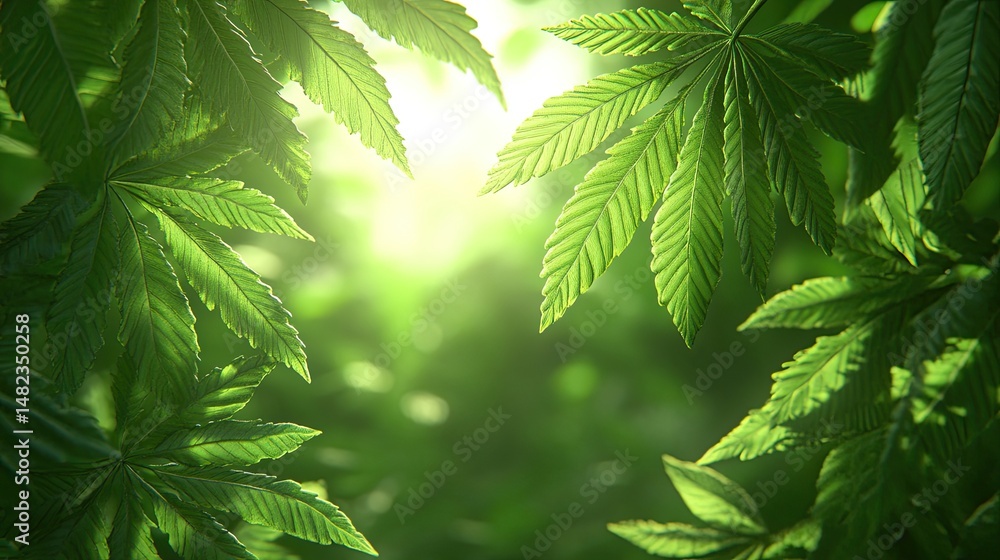 Lush Green Leaves Sunlight Forest. Lush Green Leaves Sunlight Forest.