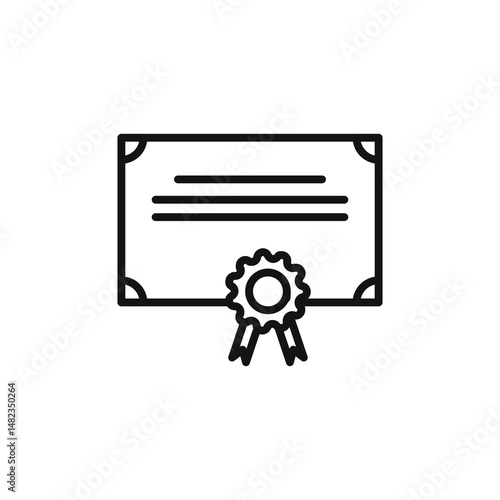 certificate icon on white background. Editable stroke.