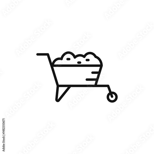 Wheelbarrow cart icon on white background. Editable stroke.