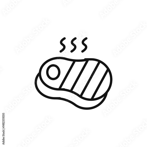 Steak icon on white background. Editable stroke.