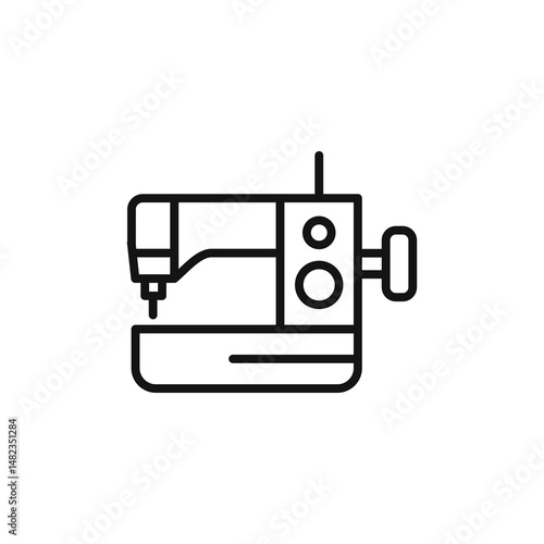 Sewing machine icon on white background. Editable stroke.