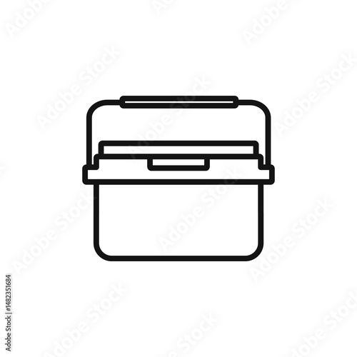 Portable fridge box icon on white background. Editable stroke.