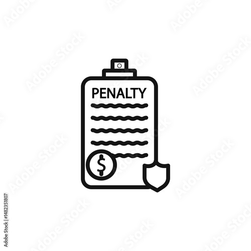 Penalty document icon on white background. Editable stroke.
