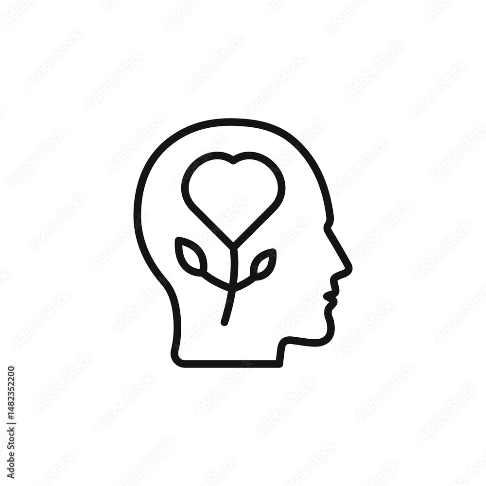 Mental health icon on white background. Editable stroke. Mental health icon on white background. Editable stroke.