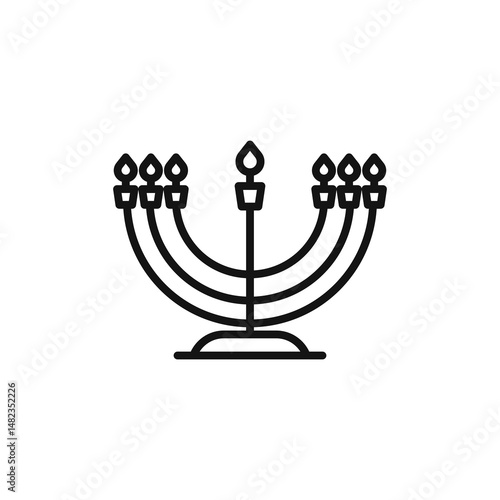 Menorah icon on white background. Editable stroke.