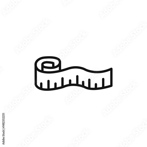 Measuring tape icon on white background. Editable stroke.
