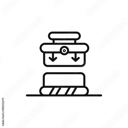 Machine press icon on white background. Editable stroke.