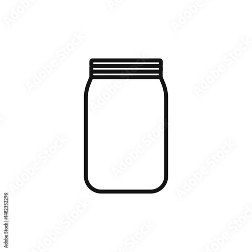 Mason jar glass container icon on white background. Editable stroke.
