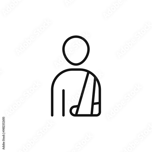 Injured man icon on white background. Editable stroke.