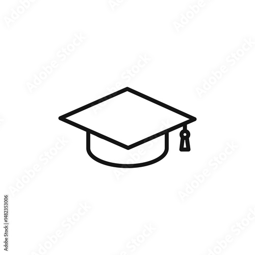 Graduation cap icon on white background. Editable stroke.