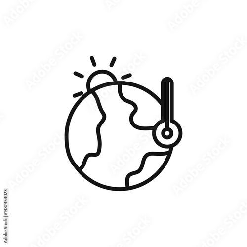 Global warming icon on white background. Editable stroke.
