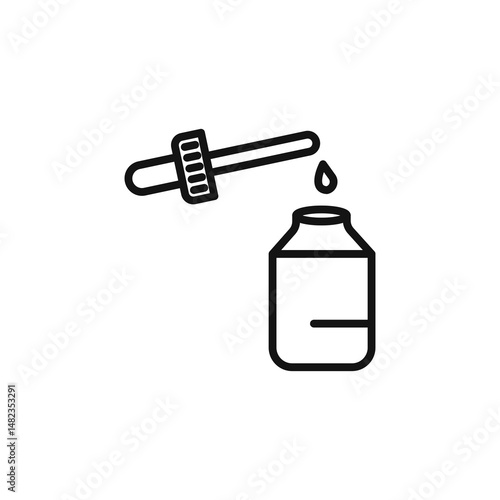 Essential oil dropper icon on white background. Editable stroke.
