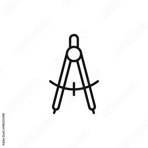 Drawing Compass icon on white background. Editable stroke.