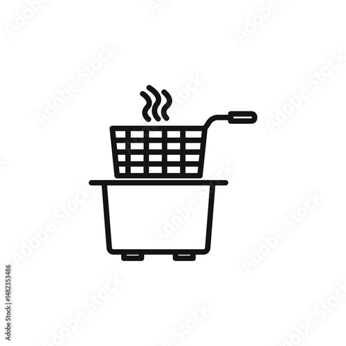 Deep Fryer icon on white background. Editable stroke.