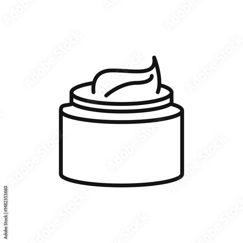 Cream Cosmetics jar icon on white background. Editable stroke.