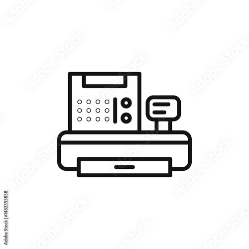 Cash Register icon on white background. Editable stroke.