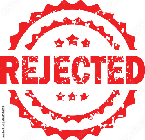 Rejected Stamp Icon – Declined, Denied, Red Rubber Seal Label for Documents