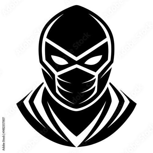 Masked ninja warrior silhouette vector illustration
