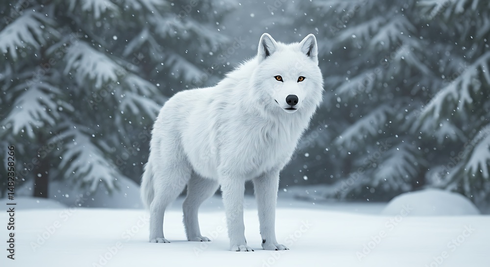 Obraz premium Arctic Majesty: A Winter Wolf's Gaze