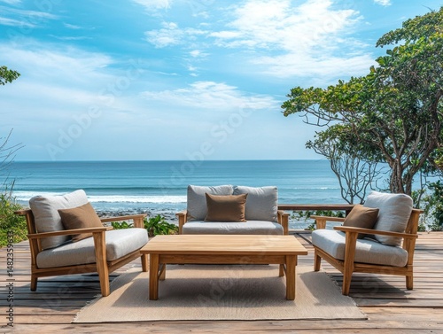 A bamboo and wood hybrid dining table, blending sustainable materials beautifully