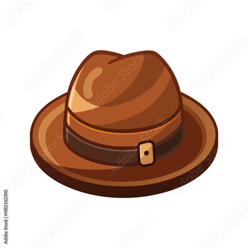 Cowboy hat felt bush hat with leather band and opal vector art illustration