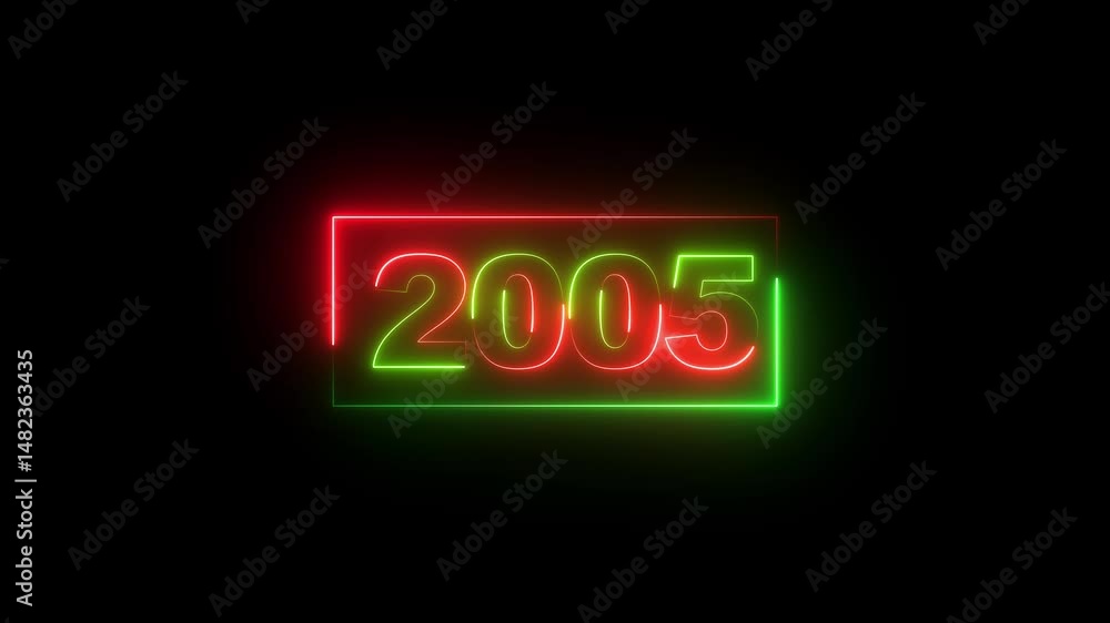 2005 Text Abstract 2005 neon text animation two rainbow color neon. with black ...