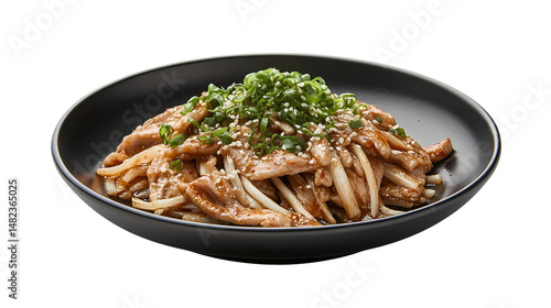 Delicious Pork Stirfry Recipe isolated on transparent background