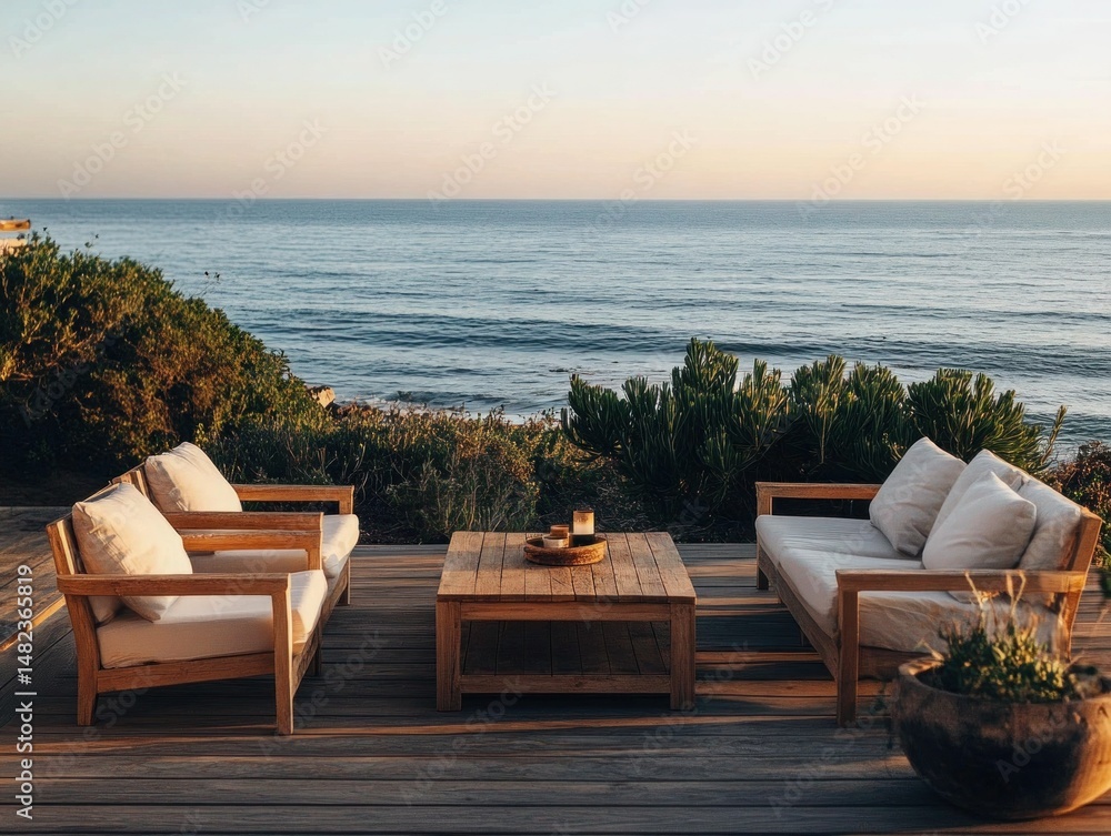 Fototapeta premium A bamboo and wood hybrid dining table, blending sustainable materials beautifully