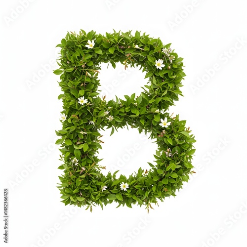 Leafy letter B made from green foliage