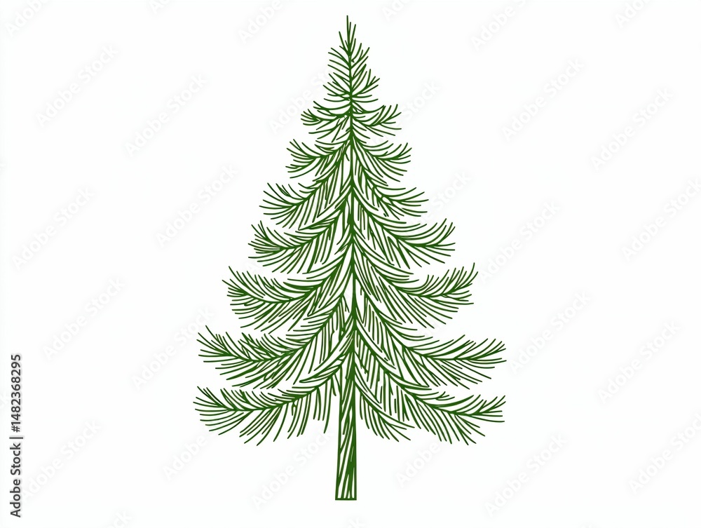 Fototapeta premium Evergreen Tree Illustration