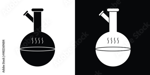 Stylized Illustration of Laboratory Glassware with Boiling Liquid and Steam