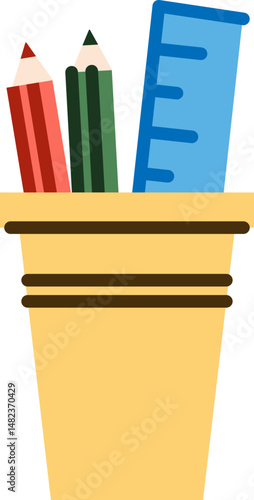 Holder with Pencils and Ruler