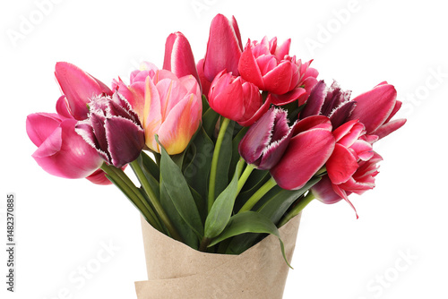 Wallpaper Mural Bouquet of beautiful tulips isolated on white Torontodigital.ca